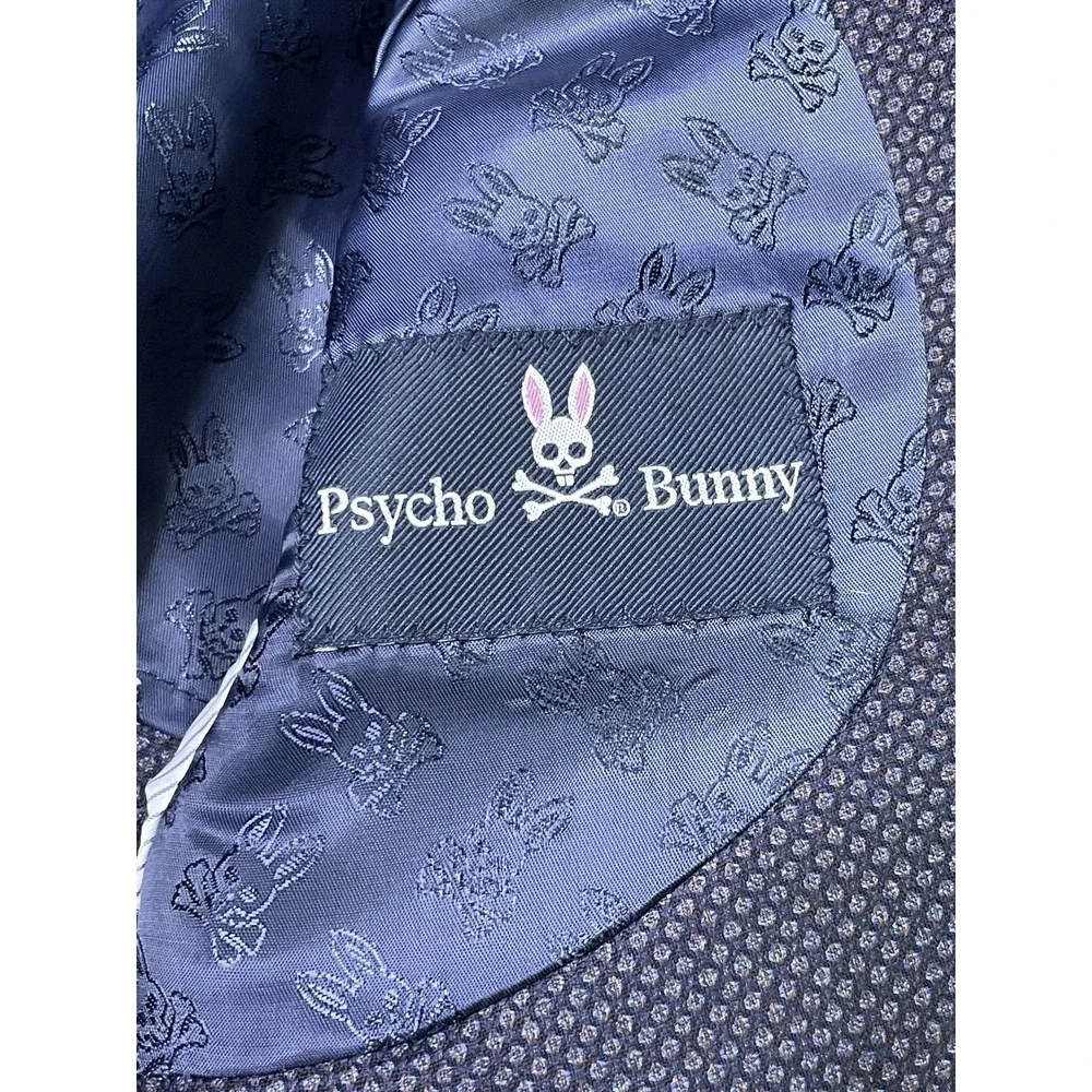 Psycho‎ Bunny Wool Blue Sport Coat Blazer Size 36R Blue Pattern